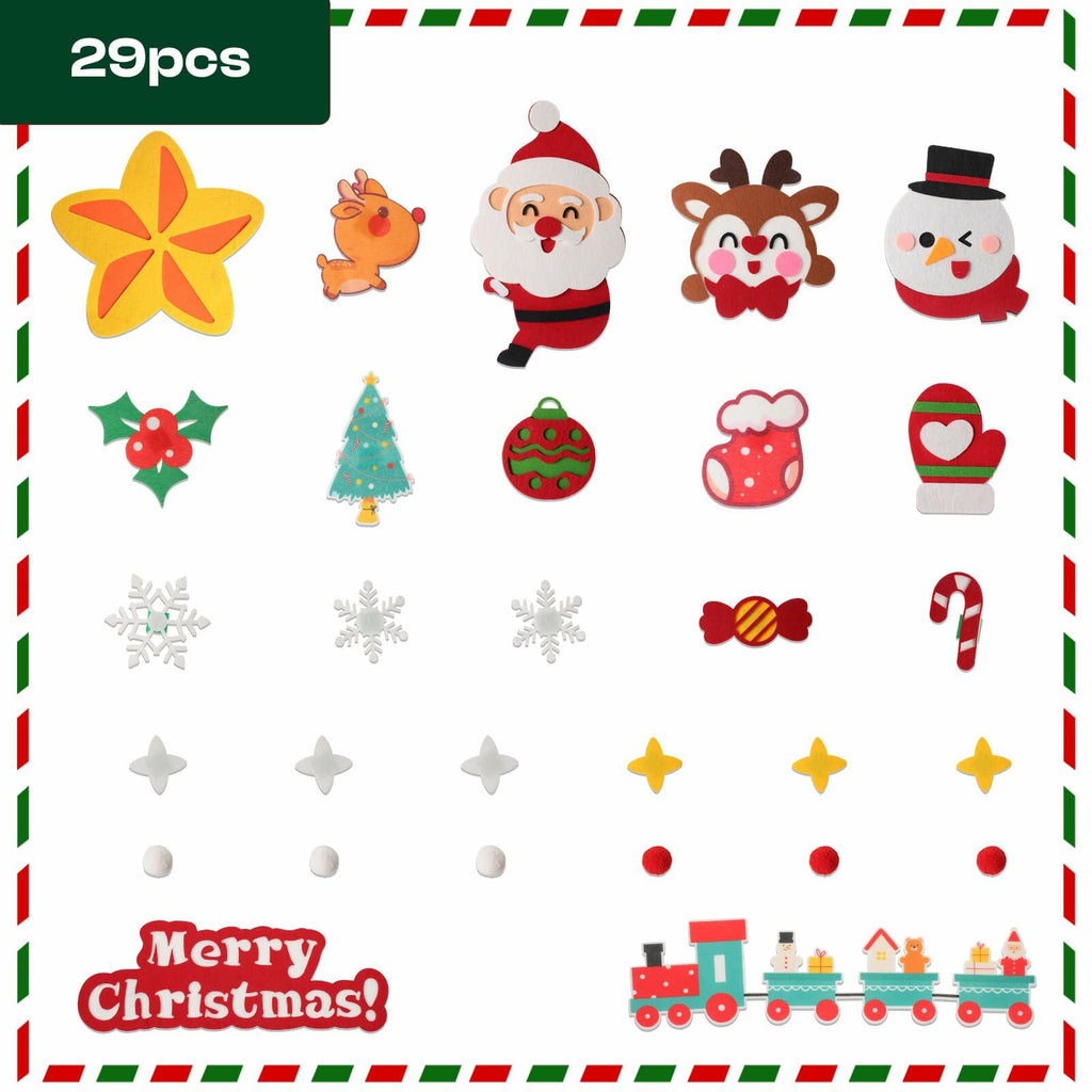 TOBEHIGHER 3Ft DIY Felt Christmas Tree with 29 Ornaments&String Light Snow Edge