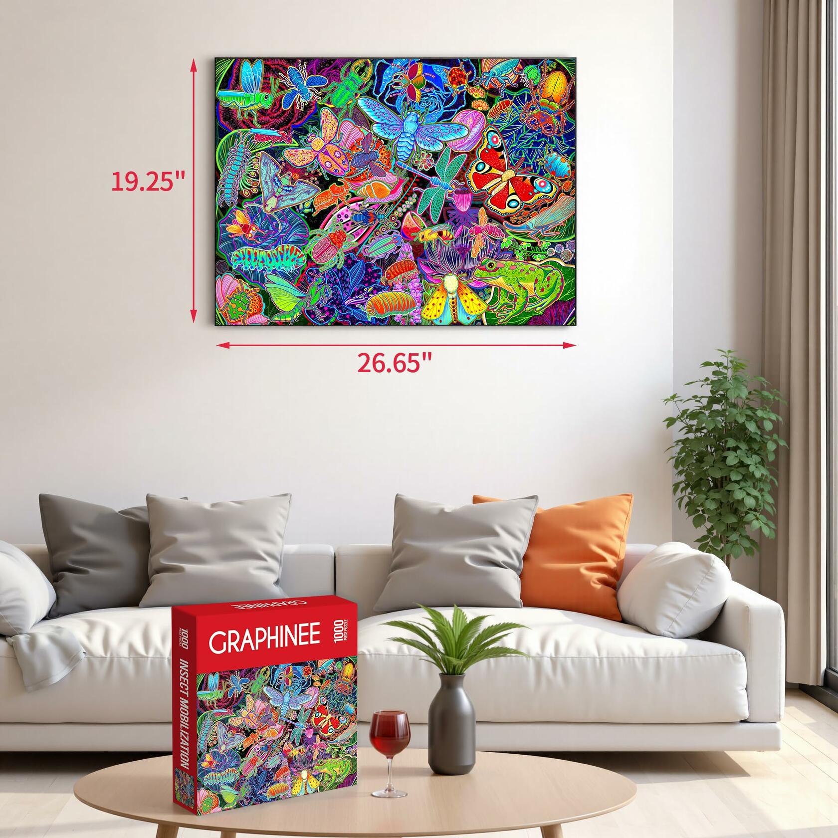 Graphinee 1000pcs Insects Garden Jigsaw Puzzle Colorful Family Game