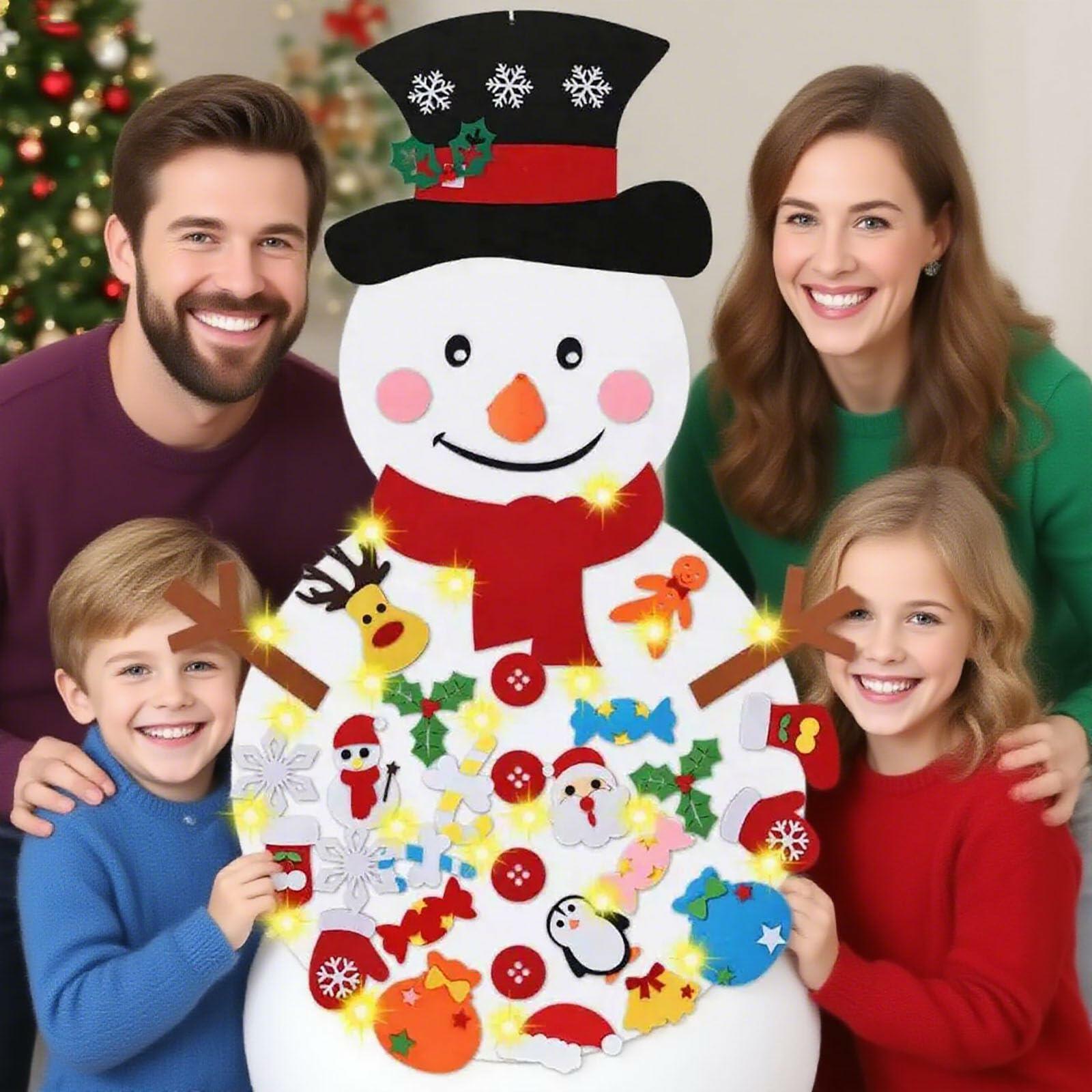 PEACELOVER DIY Felt Christmas Snowman Game Set 3.2ft White 36 Ornaments
