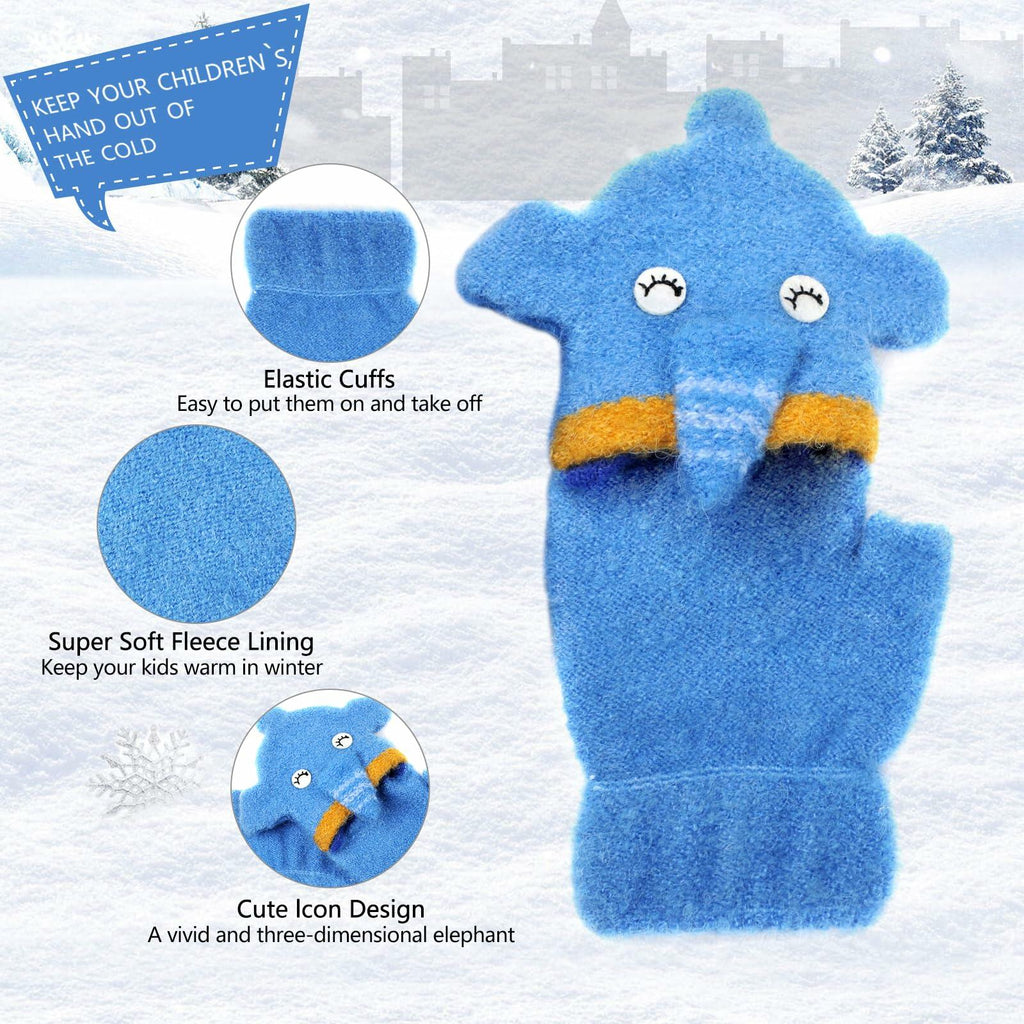 CNGYNI Toddler Cartoon Knitted Convertible Gloves Mittens Cover Sky Blue 1-3Y