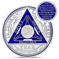 Recovery Triangle 56 Year Sobriety Coin Silver NA AA Medallion