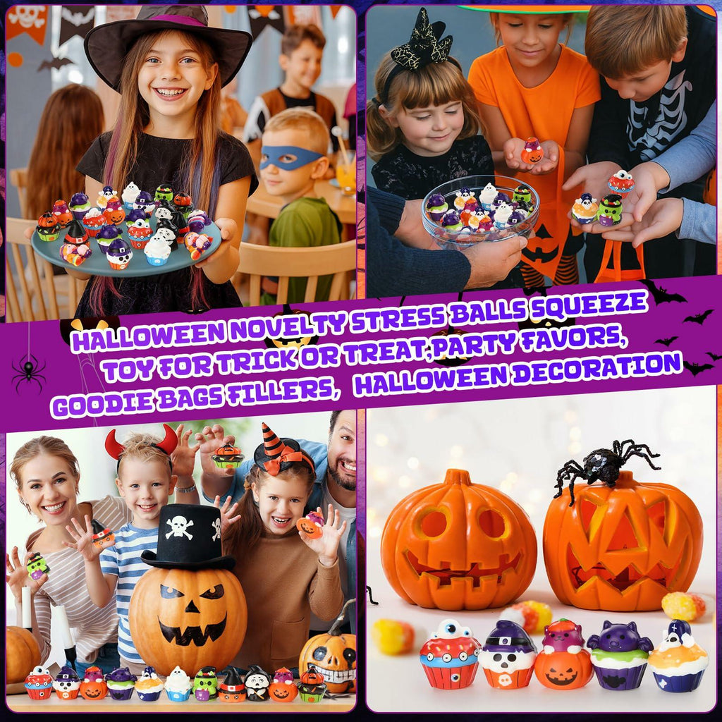 Halloscume Halloween Squeeze Toys 48 Pack Soft Slow Rising Ghost PU