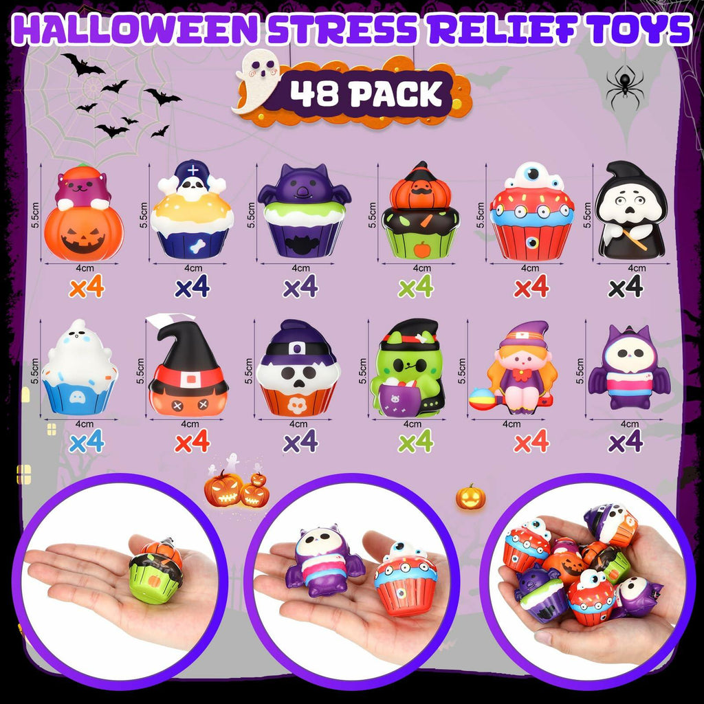 Halloscume Halloween Squeeze Toys 48 Pack Soft Slow Rising Ghost PU