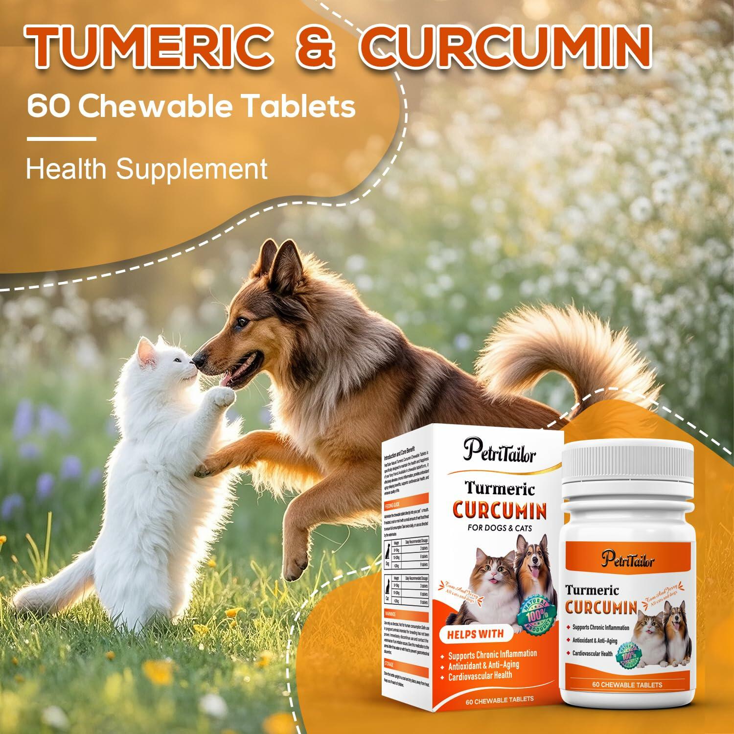 PetriTailor Turmeric Curcumin Dog Supplement Hip & Joint Support 60 Tablets