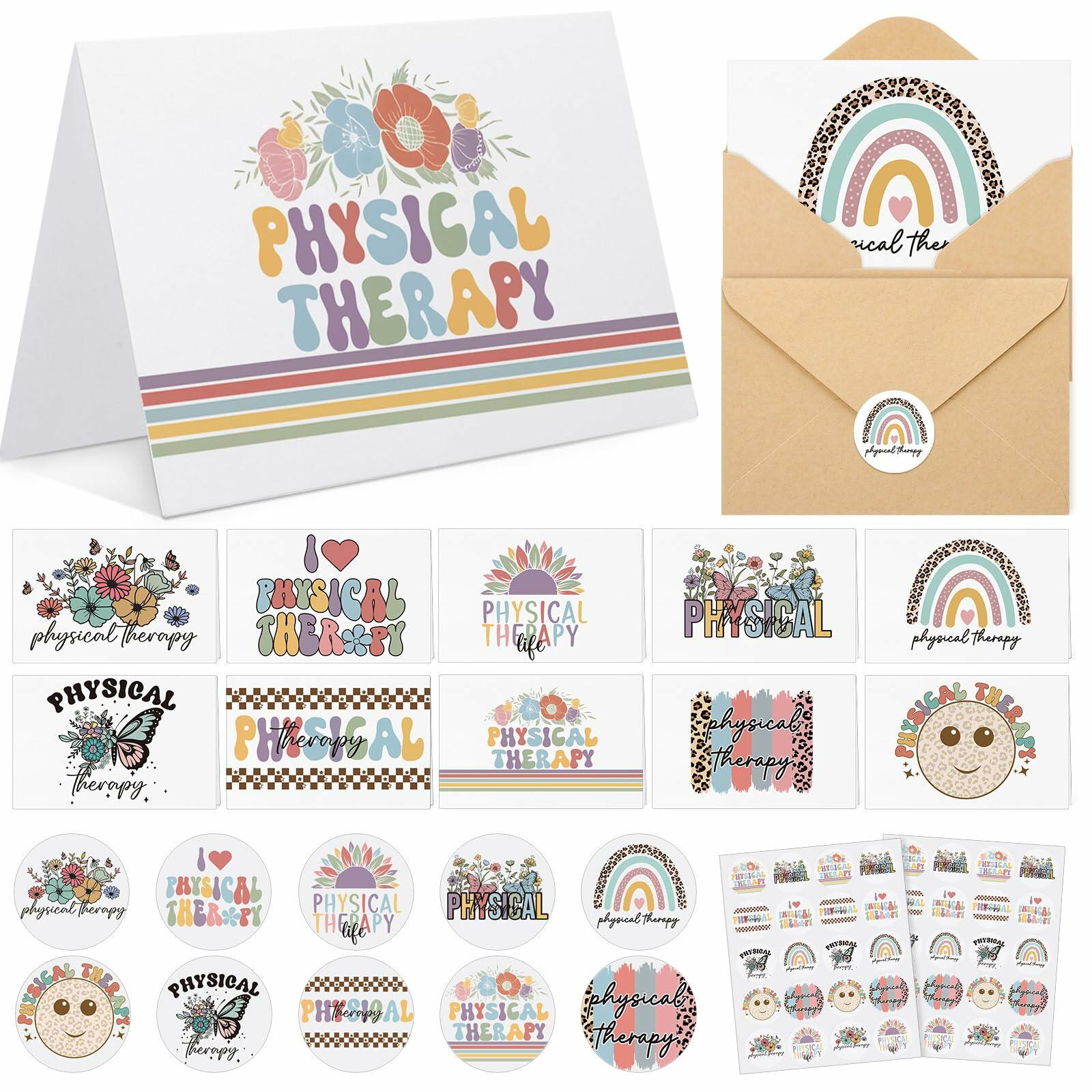 Motiskyy 50Sets Christmas Physical Therapy Thank You Cards w/ Envelopes Stickers
