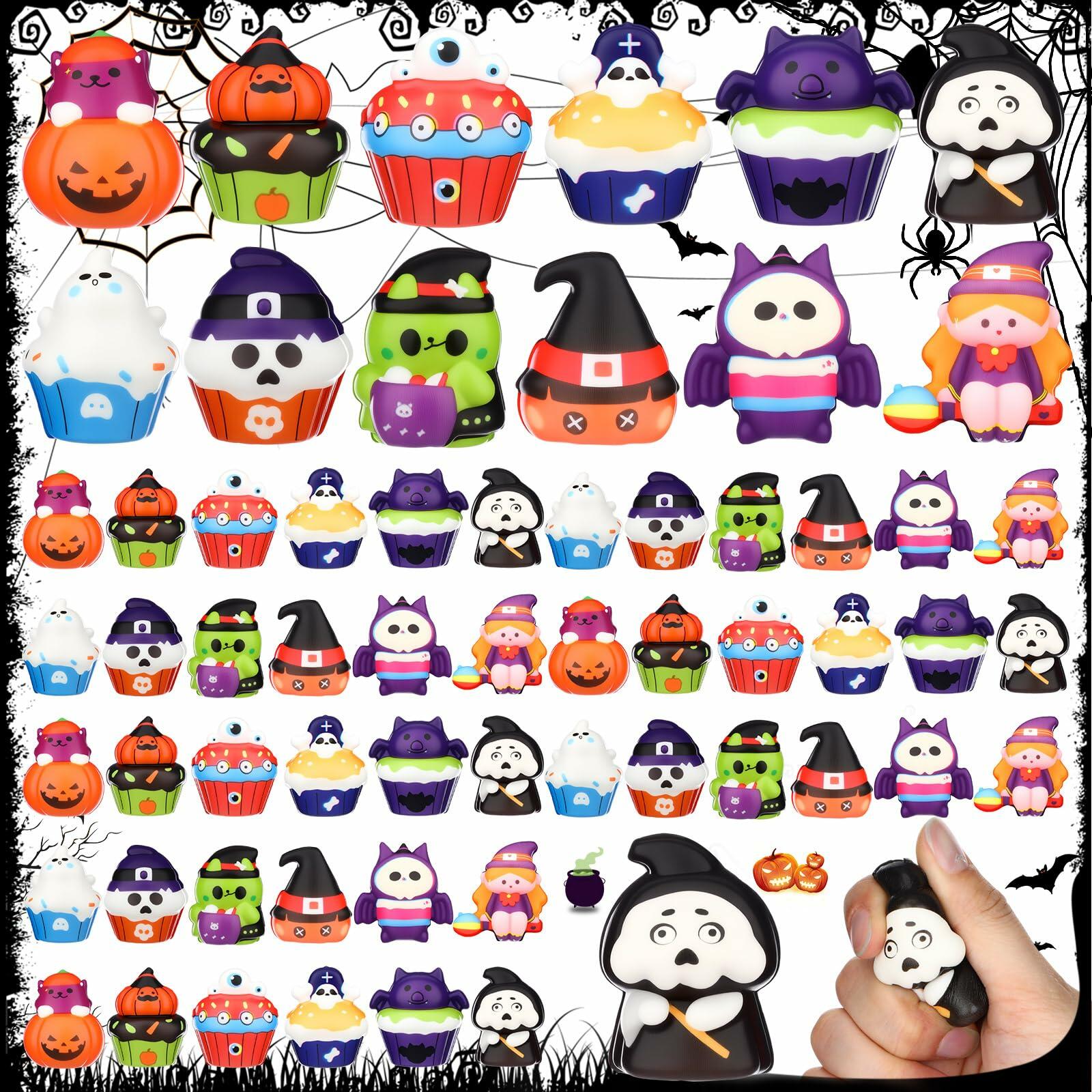 Halloscume Halloween Squeeze Toys 48 Pack Soft Slow Rising Ghost PU