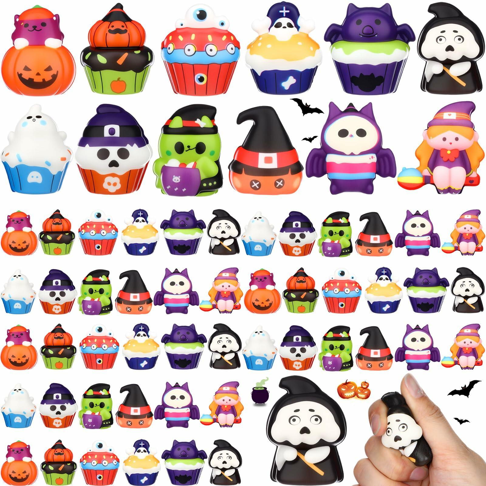Halloscume Halloween Squeeze Toys 48 Pack Soft Slow Rising Ghost PU