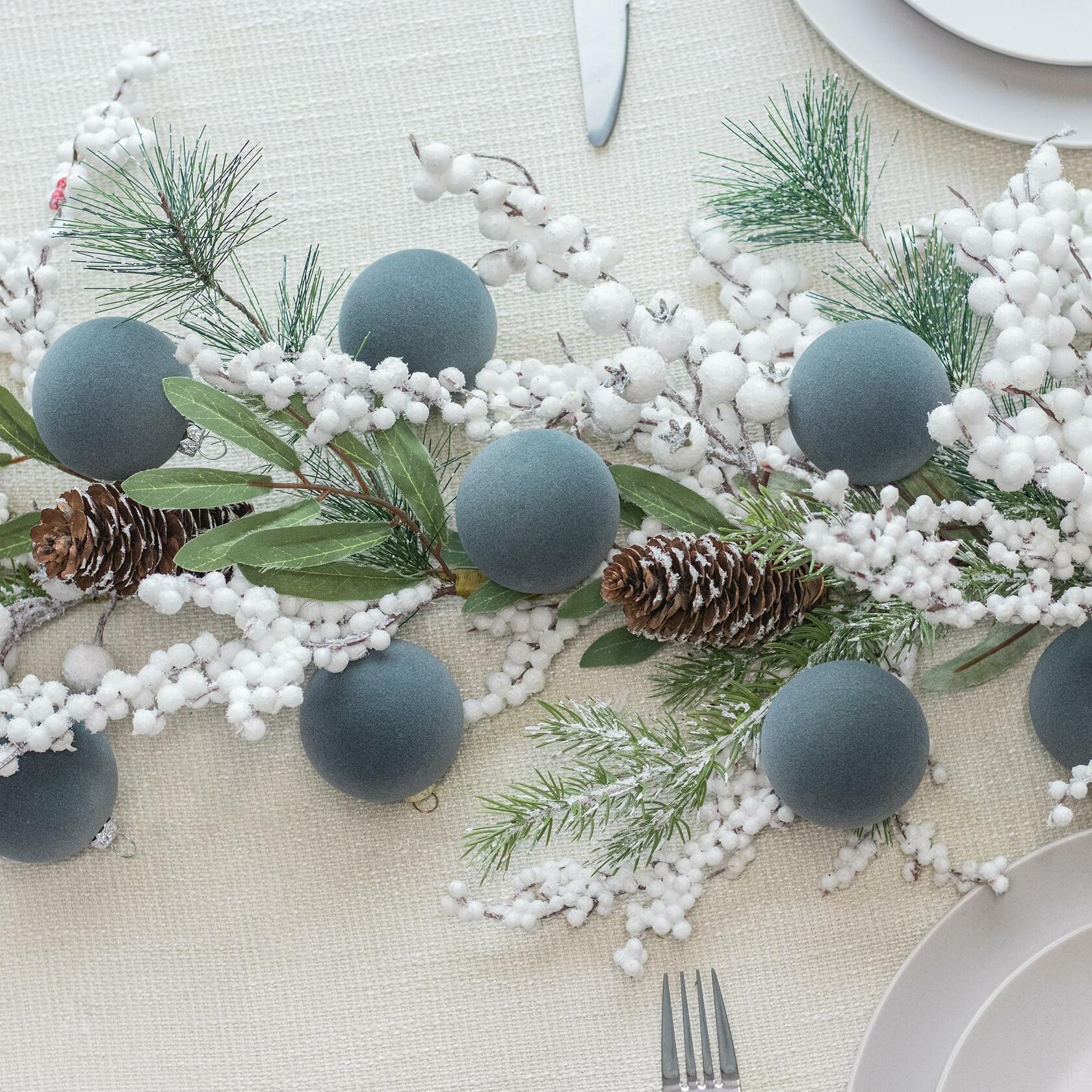 KI Store Velvet Christmas Balls Lux Gray 25pcs Flocked Xmas Tree Decor