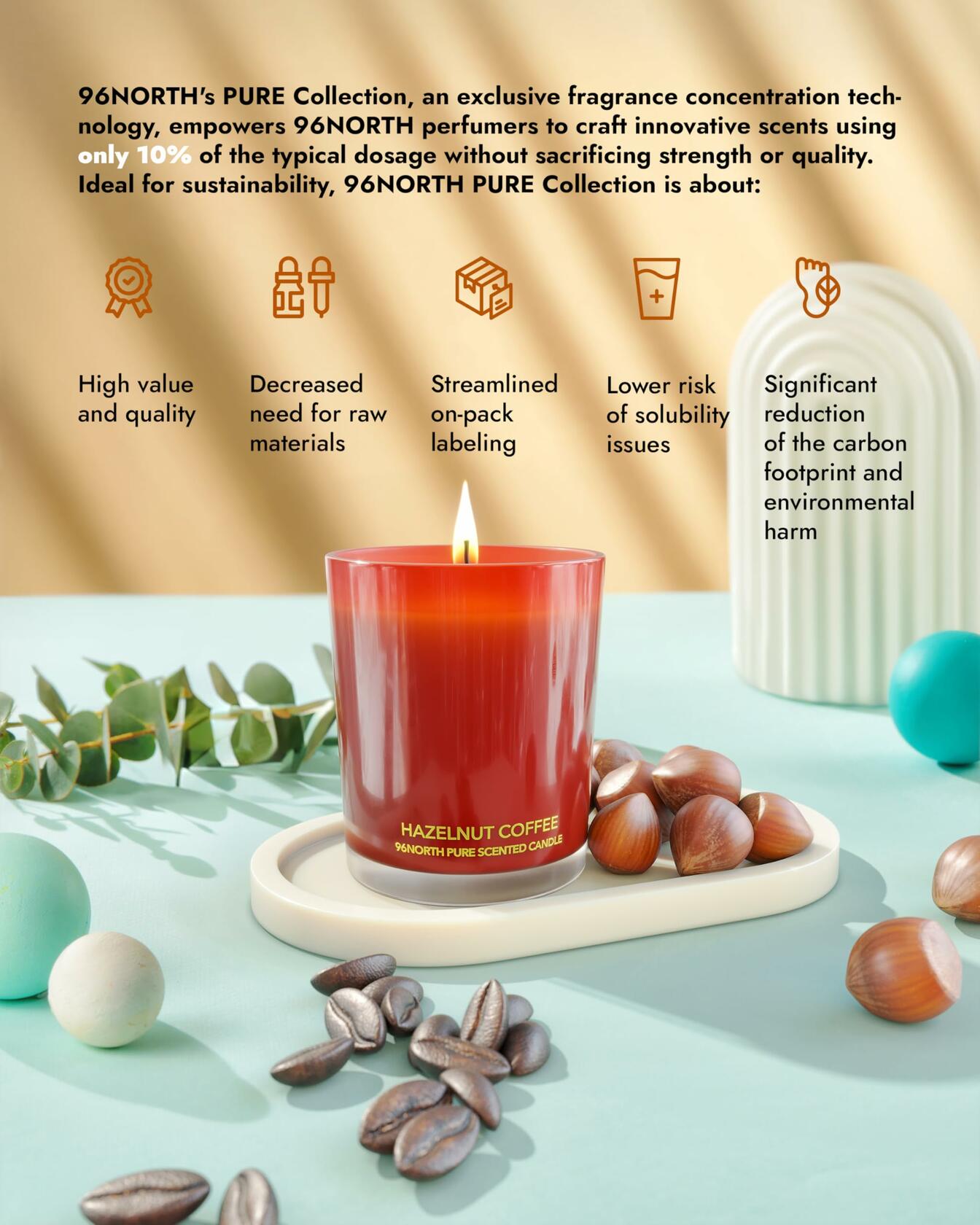 96NORTH Pure Hazelnut Coffee Soy Wax Candle 1-Wick Red Small-Medium
