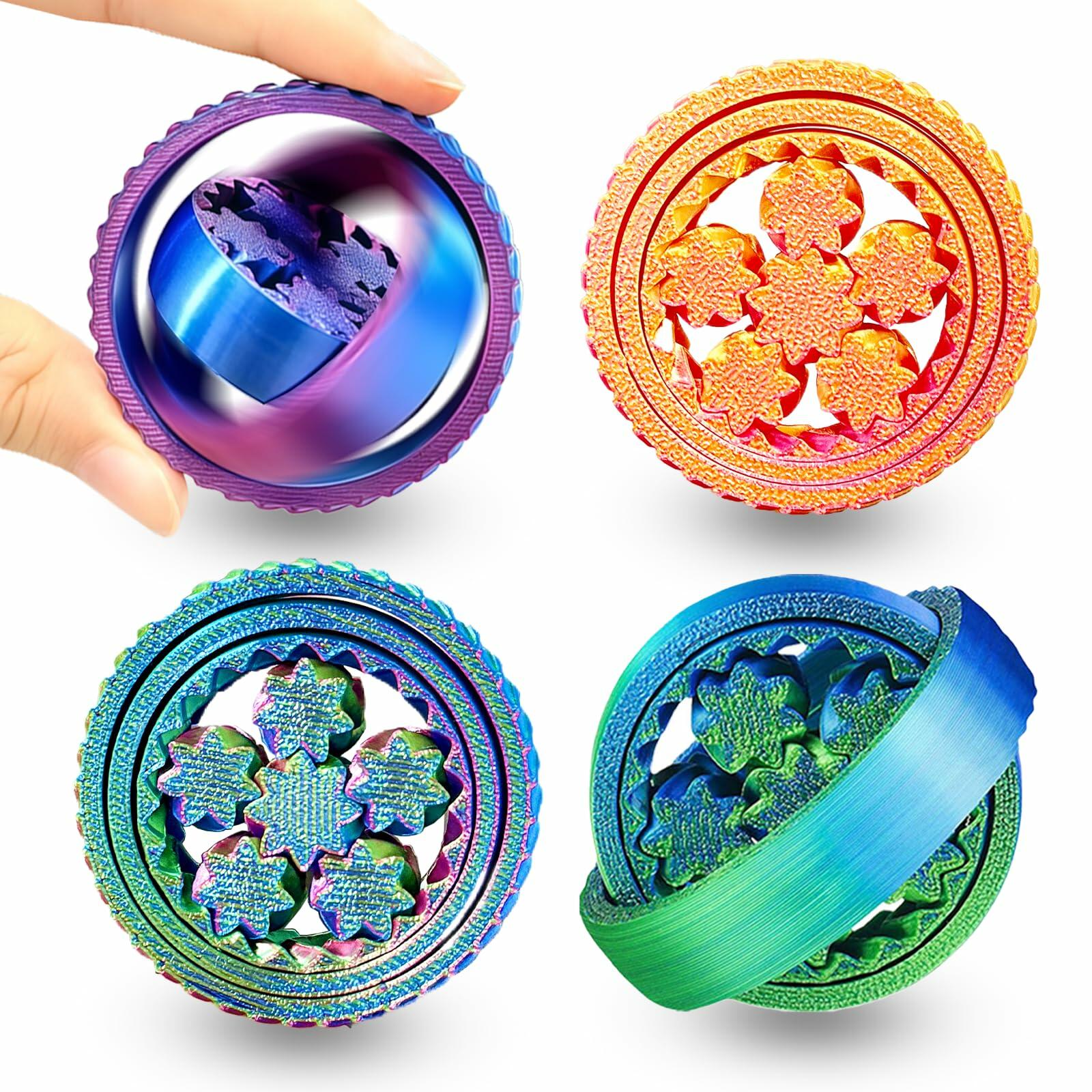 MAVLENT 3D Printed Toy Fidget Spinner 4PCS Multicolor Stress Relief Bulk