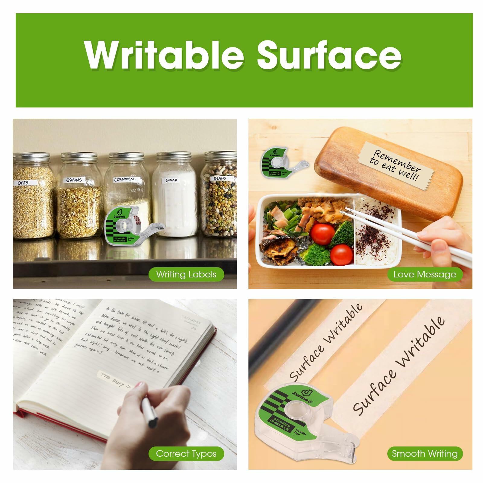 JWOWO Invisible Tape Refillable Dispenser Matte 3/4in x 650in 6 Pack