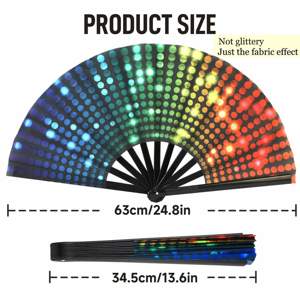 ZOYVUX Large Folding Handheld Dance Fans 2 Pcs Disco Clack Sound Fans