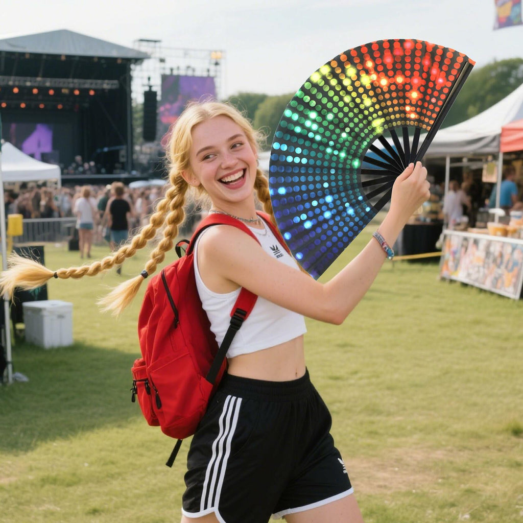 ZOYVUX Large Folding Handheld Dance Fans 2 Pcs Disco Clack Sound Fans