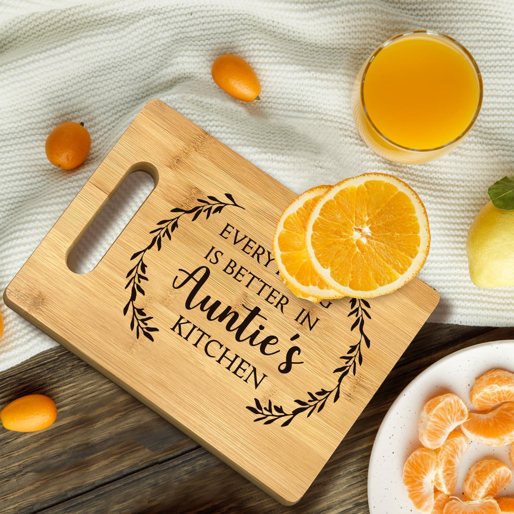 FONDCANYON Bamboo Cutting Board Kitchen Decor Brown Aunt Gift