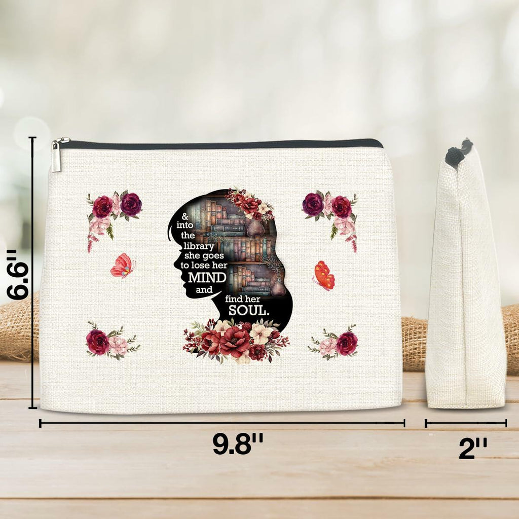 Soiceu Makeup Bag for Librarians Book Lovers Cosmetic Pouch Polychrome