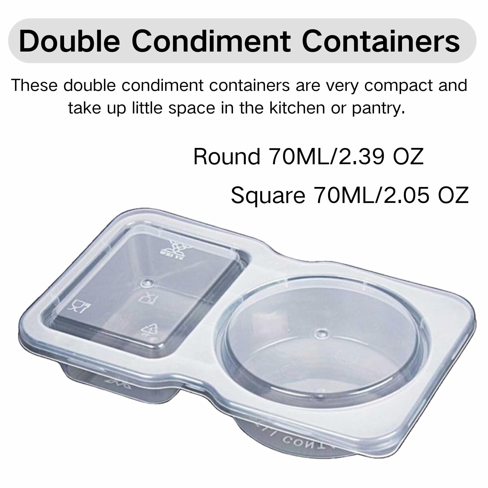 Uioecn 5PCS Double Compartment Condiment Containers with Lids Portable Reusable