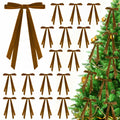 CUPLOOV 24 Pcs Brown Velvet Ribbon Bows 5x7 Inch Christmas Tree Decor