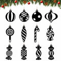Arosche Christmas Candyland Tree Decorations 24Pcs Wooden Black Ornaments
