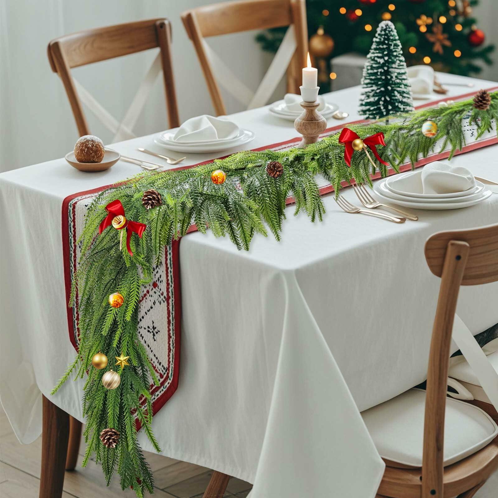Belle Fleur 2 Pcs Real Touch Norfolk Pine Garland 6FT Green Artificial