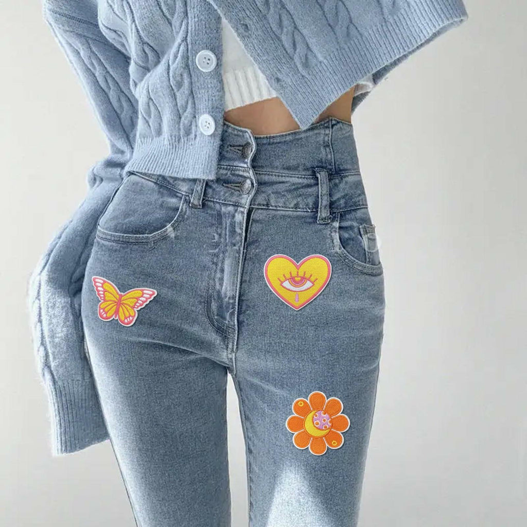 Dakartoon Groovy Patches Embroidery Applique DIY Heat Press 15 Pcs