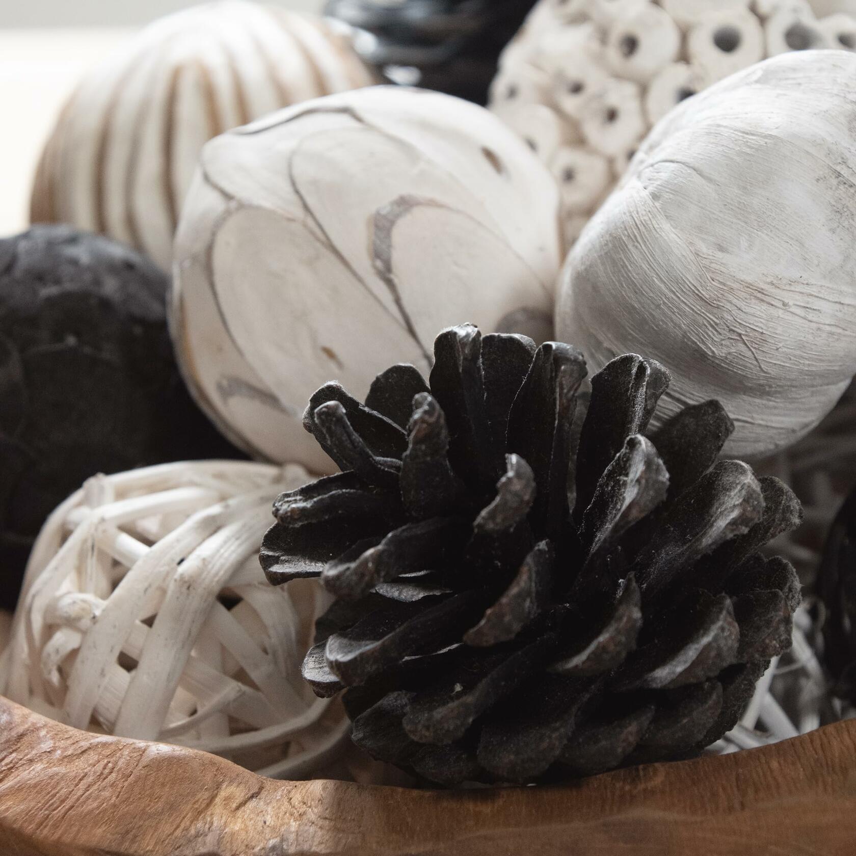 ANDALUCA Natural Tones Vase & Bowl Mini Pumpkins Pinecone Balls Black White