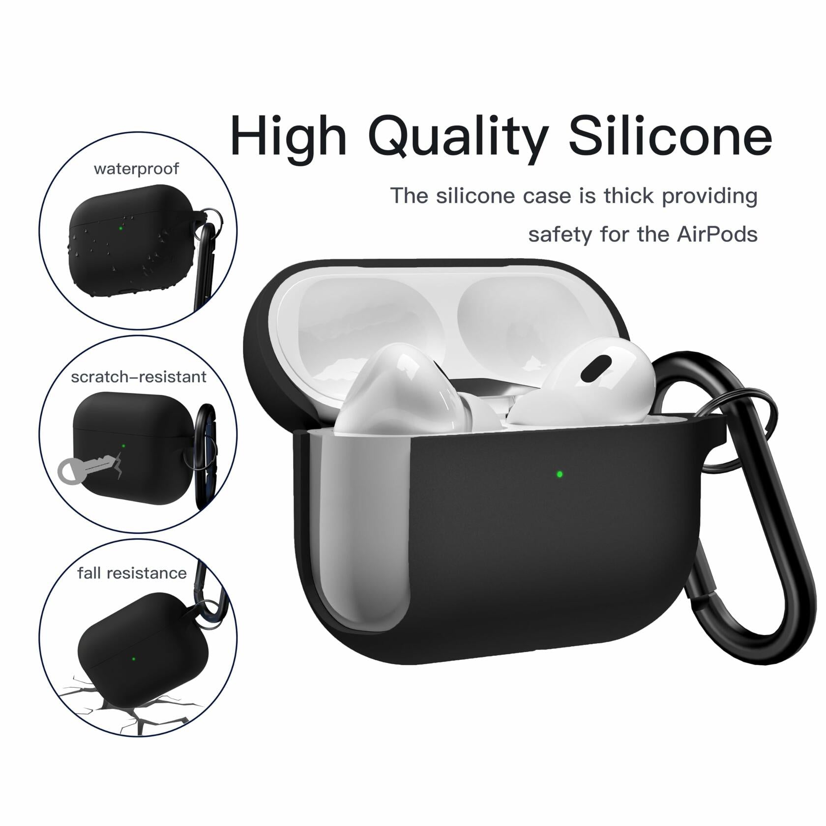 Brujula Silicone Case for AirPods Pro 3rd Gen 2025 Black Protective Cover