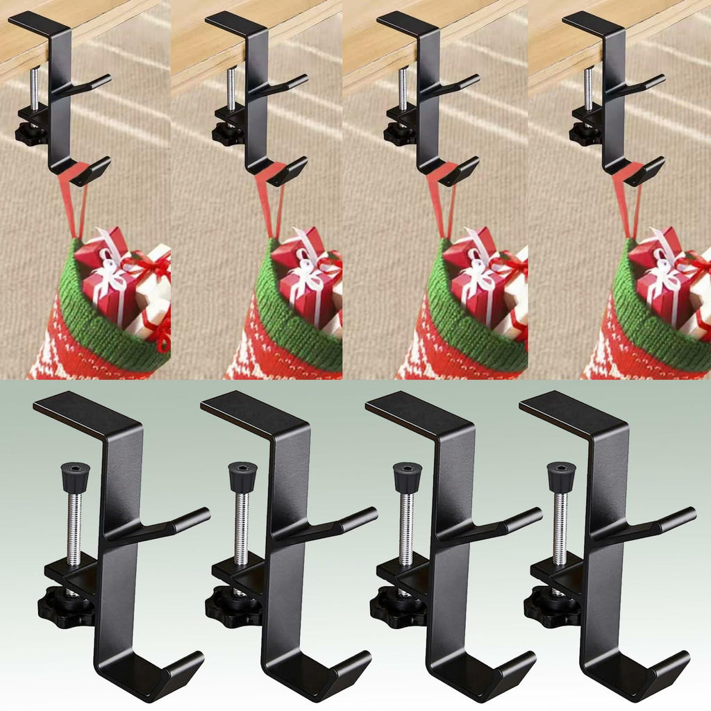 XTSJGZ 4 Pack Christmas Stocking & Garland Hangers Adjustable Black