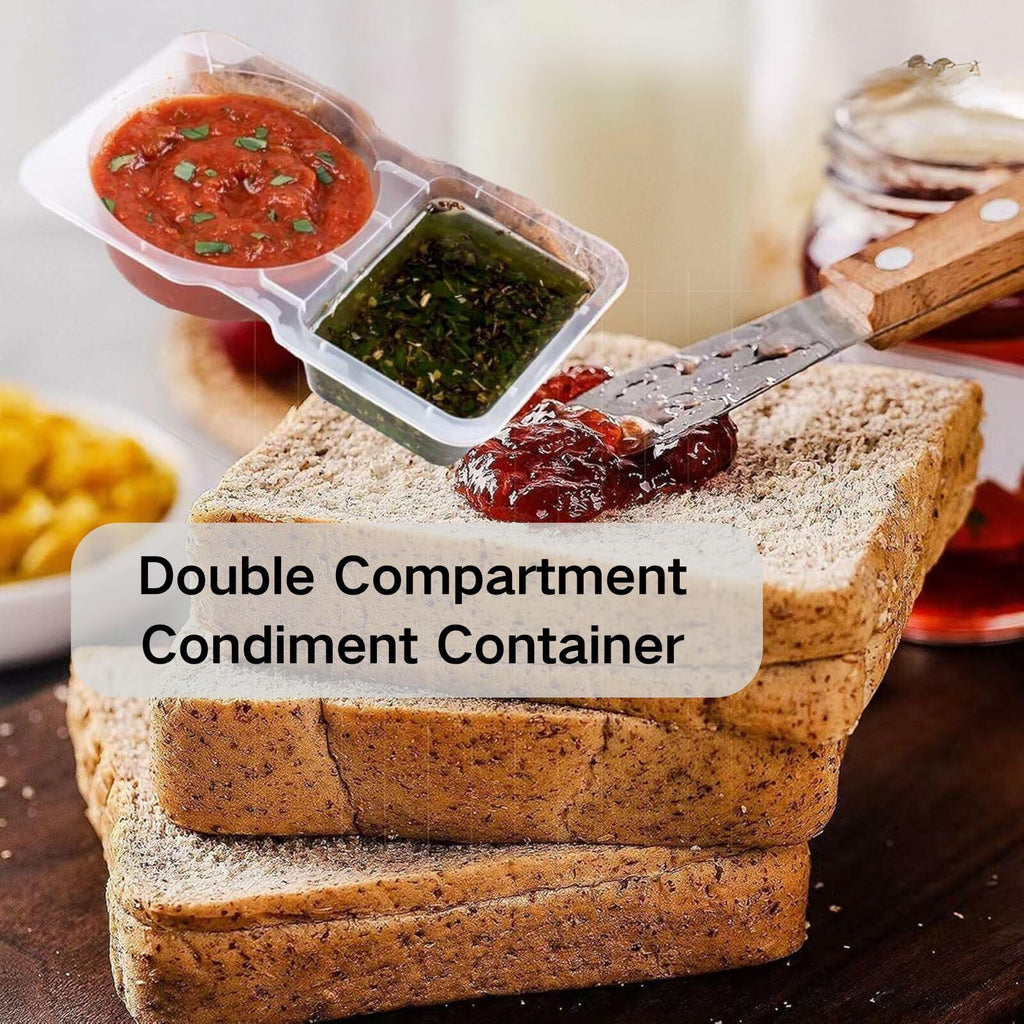 Uioecn 5PCS Double Compartment Condiment Containers with Lids Portable Reusable