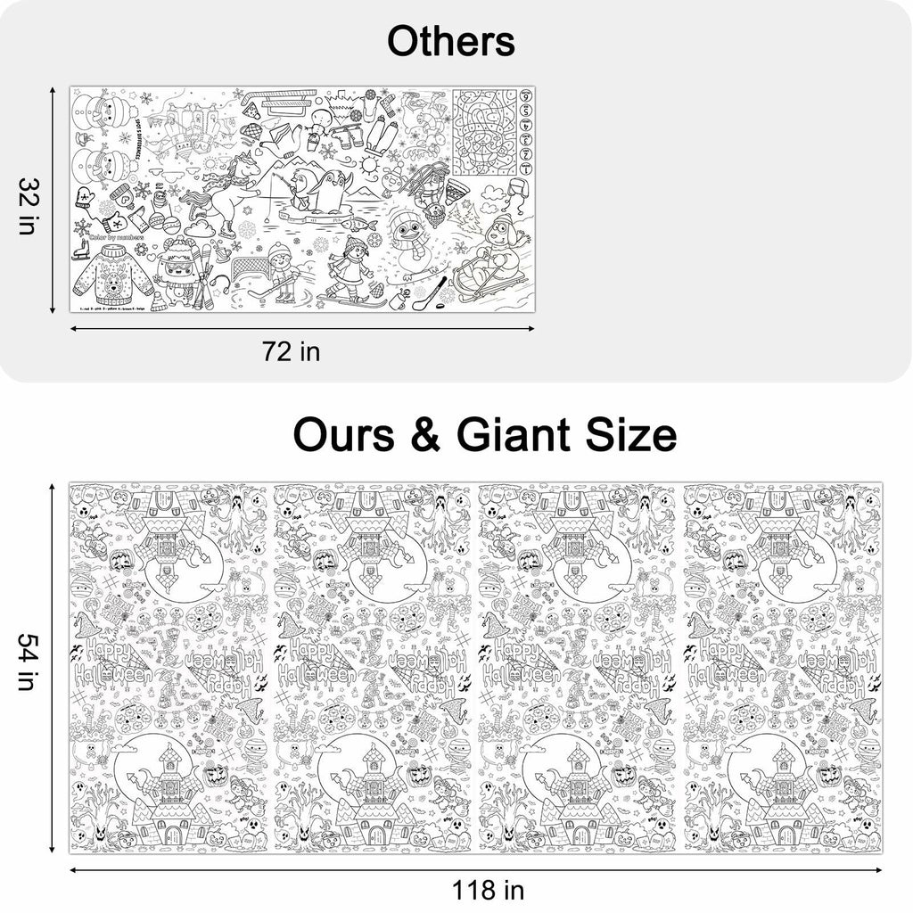 AKEROCK Halloween Coloring Tablecloth Decorations 118x54 Inches Paper
