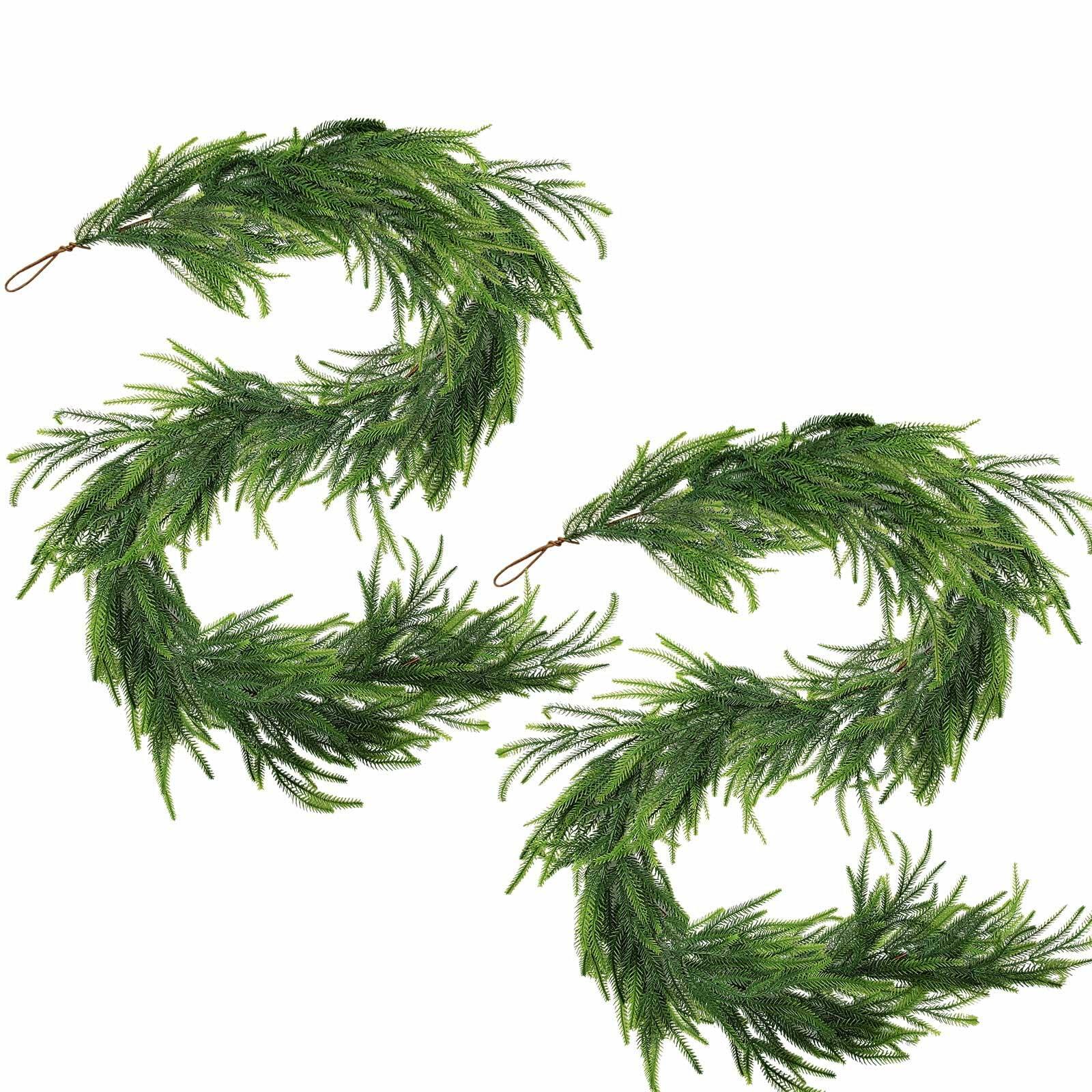 Belle Fleur 2 Pcs Real Touch Norfolk Pine Garland 6FT Green Artificial