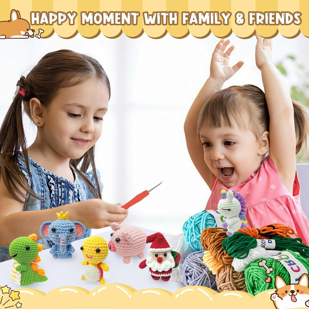 Krrbsr Christmas Gifts Crochet Kit 6PCS DIY Animal Amigurumi Yarn Craft Kit