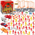 SCS Direct Firefighter Action Figure Playset 100pc Red Rescue Vehicles