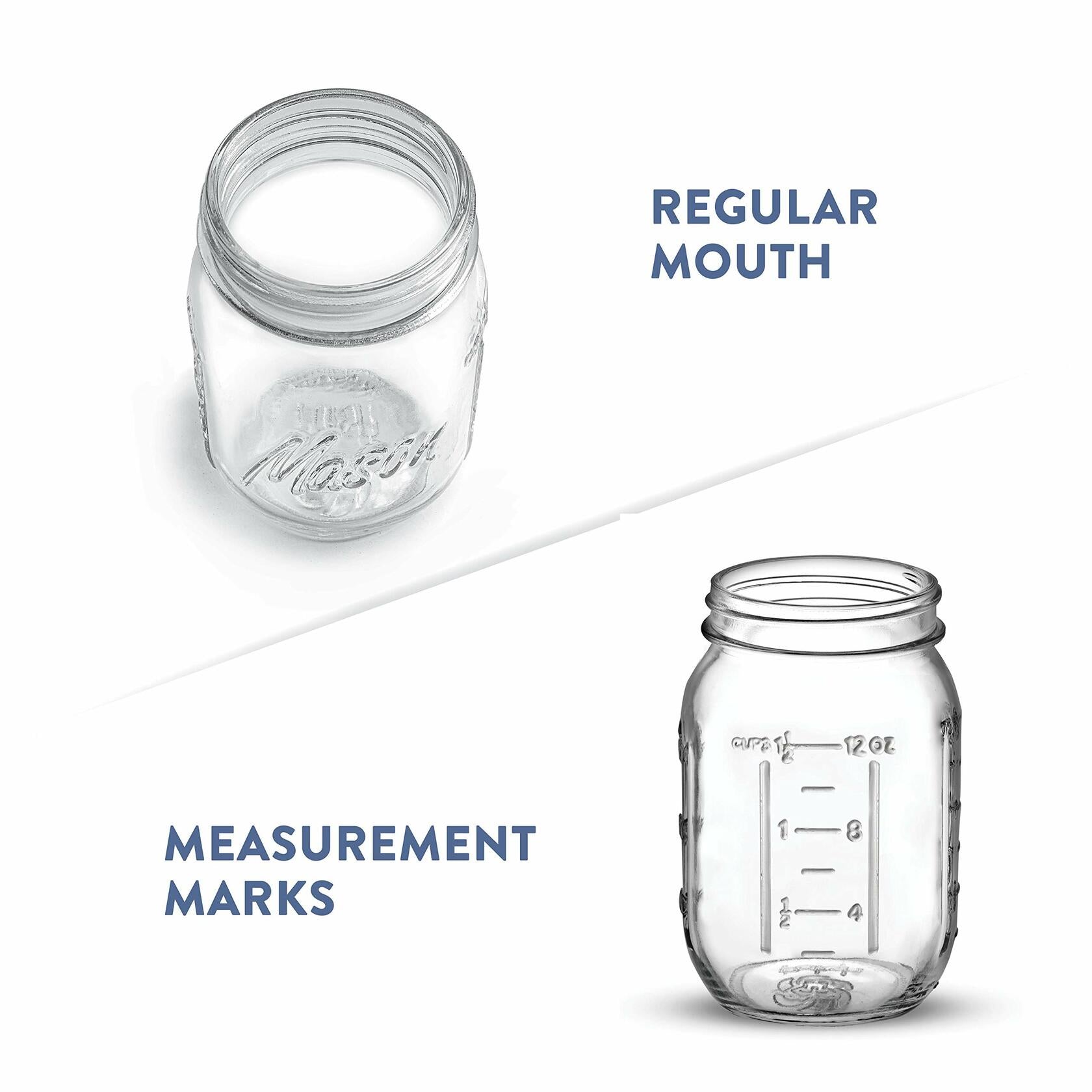 Paksh Novelty Mason Jars 16oz Regular Mouth Glass Canning 5 Pack Clear Silver