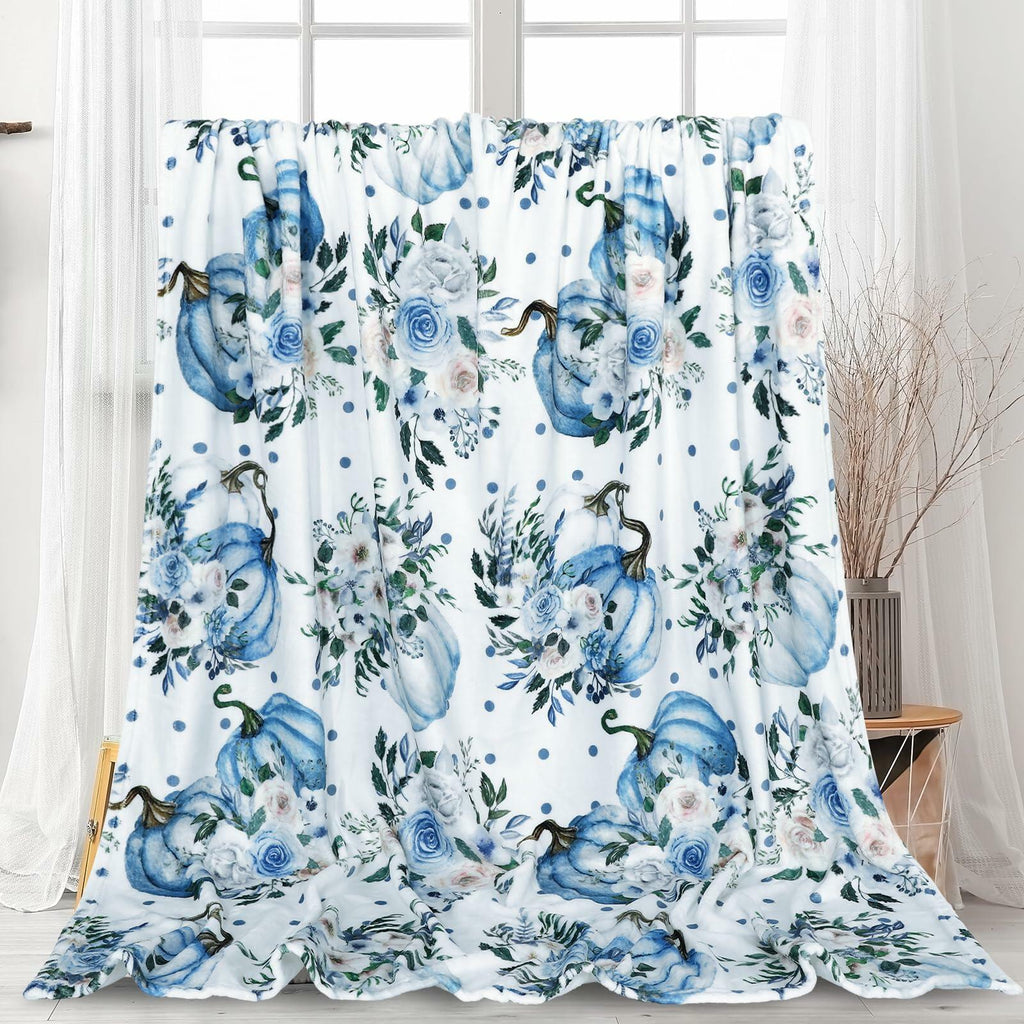 JarThenaAMCS Fall Fuzzy Chinoiserie Pumpkin Throw Blanket 50x60 Inch