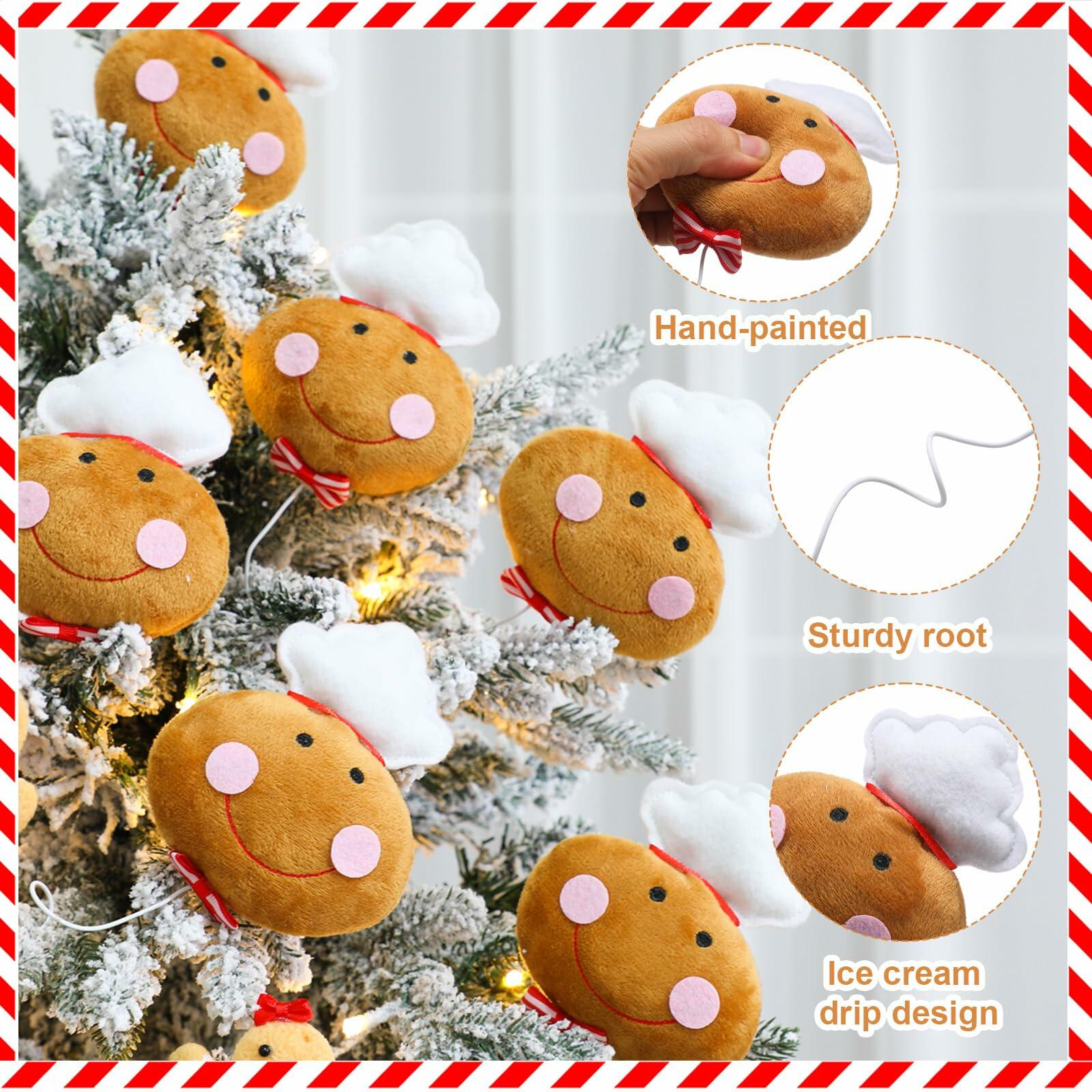 Wavwavw 6pcs Chef Gingerbread Man Xmas Tree Picks Multi Color 12.2in
