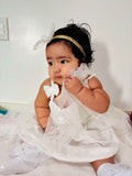 Renotemy Girl Flower Dress White Sleeveless Tutu Sundress Size 3-4T