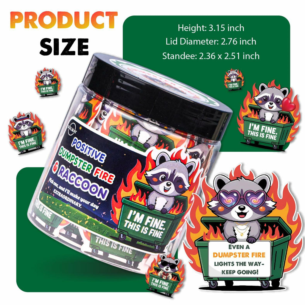 SOLMAY Funny Raccoon Dumpster Fire Affirmation Jar, 60 Sarcastic Notes