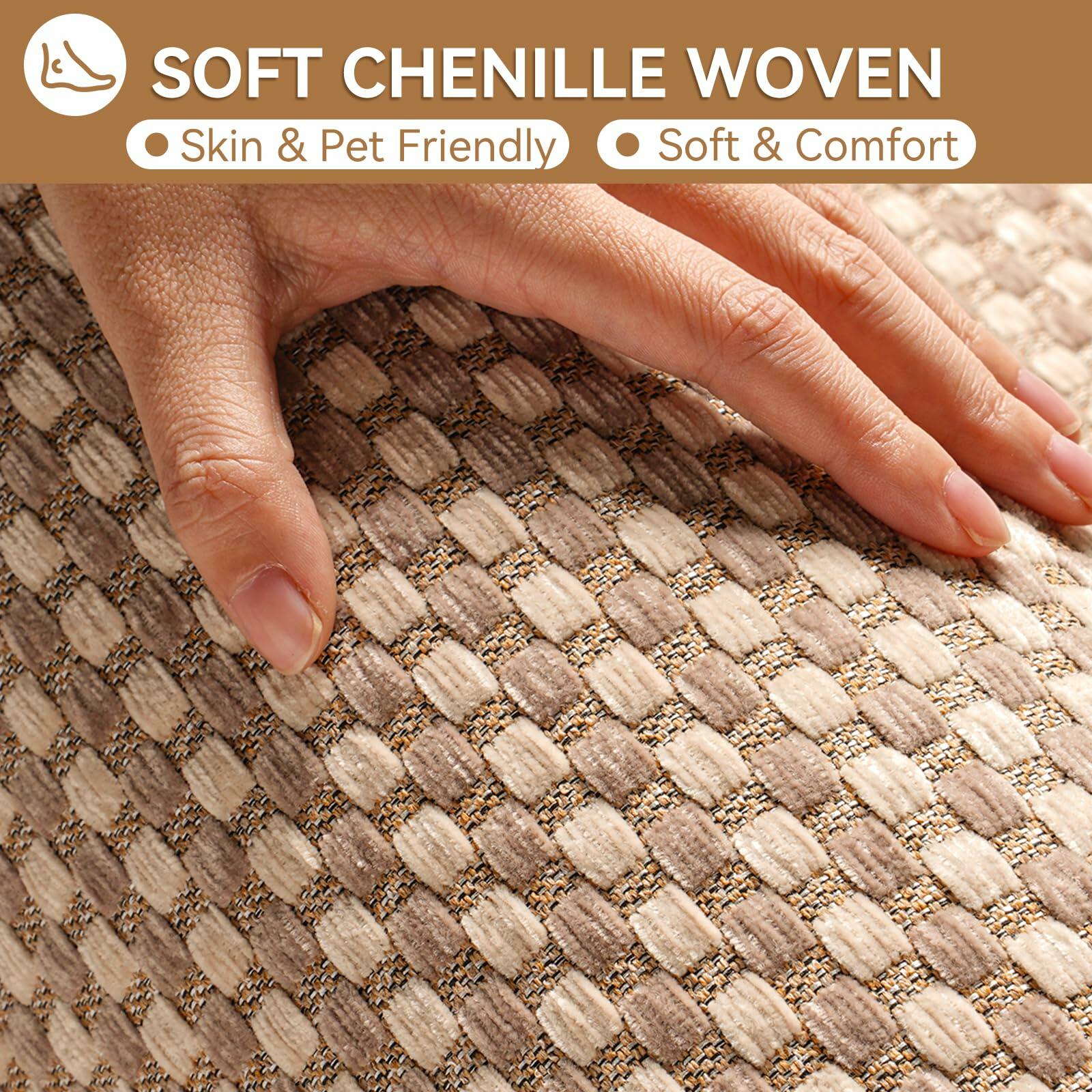 YDKGL Non Slip Bath Mat Braided Rubber Backing Brown 24x35 Polyester