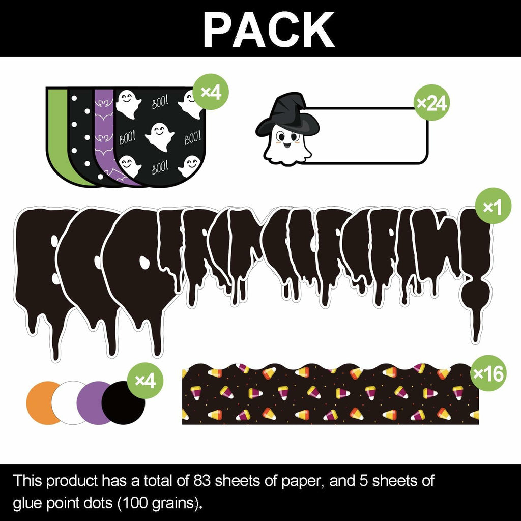 NBjiuyin 4Ft Halloween Ghosts Cutouts with 100 Glue Dots White Paper