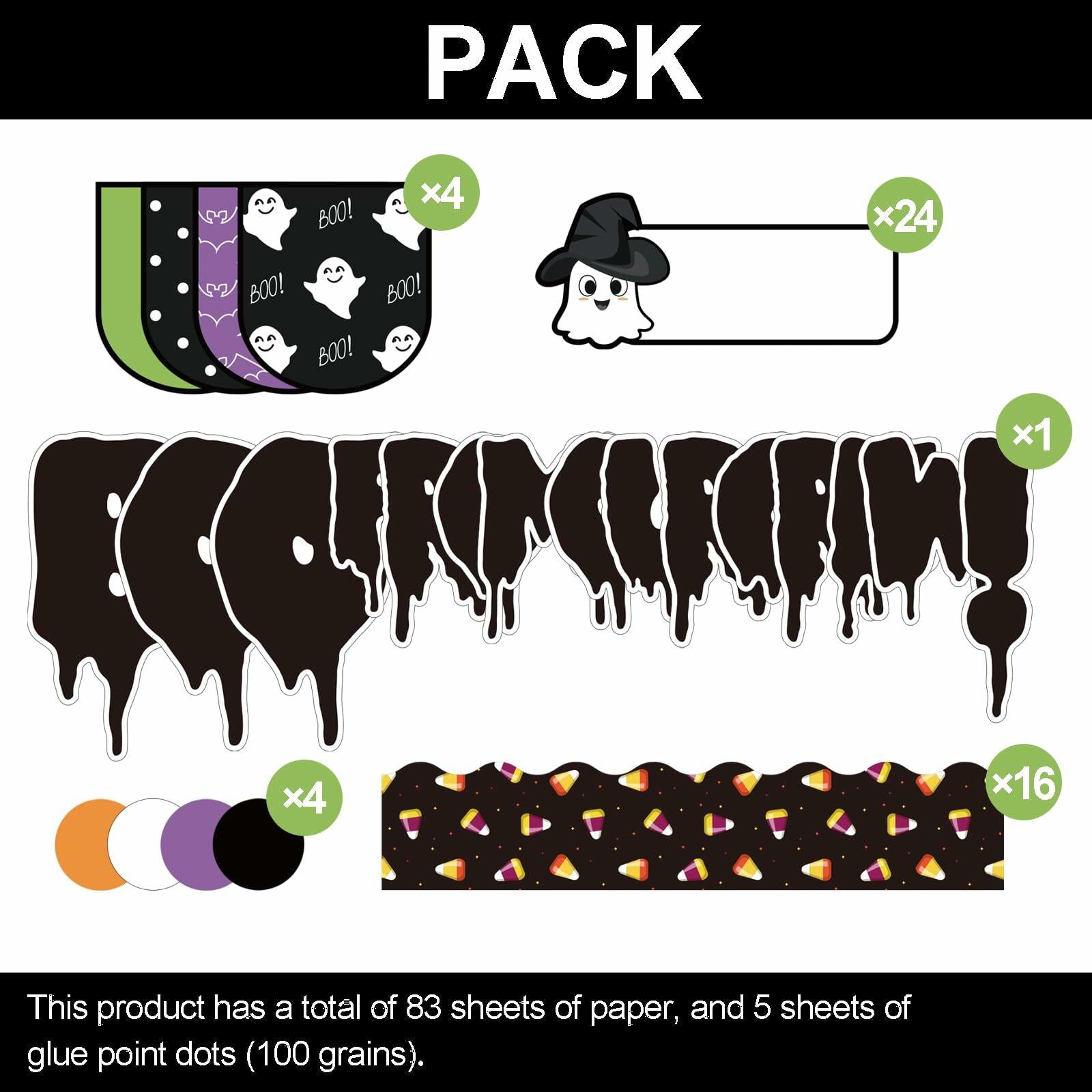 NBjiuyin 4Ft Halloween Ghosts Cutouts with 100 Glue Dots White Paper