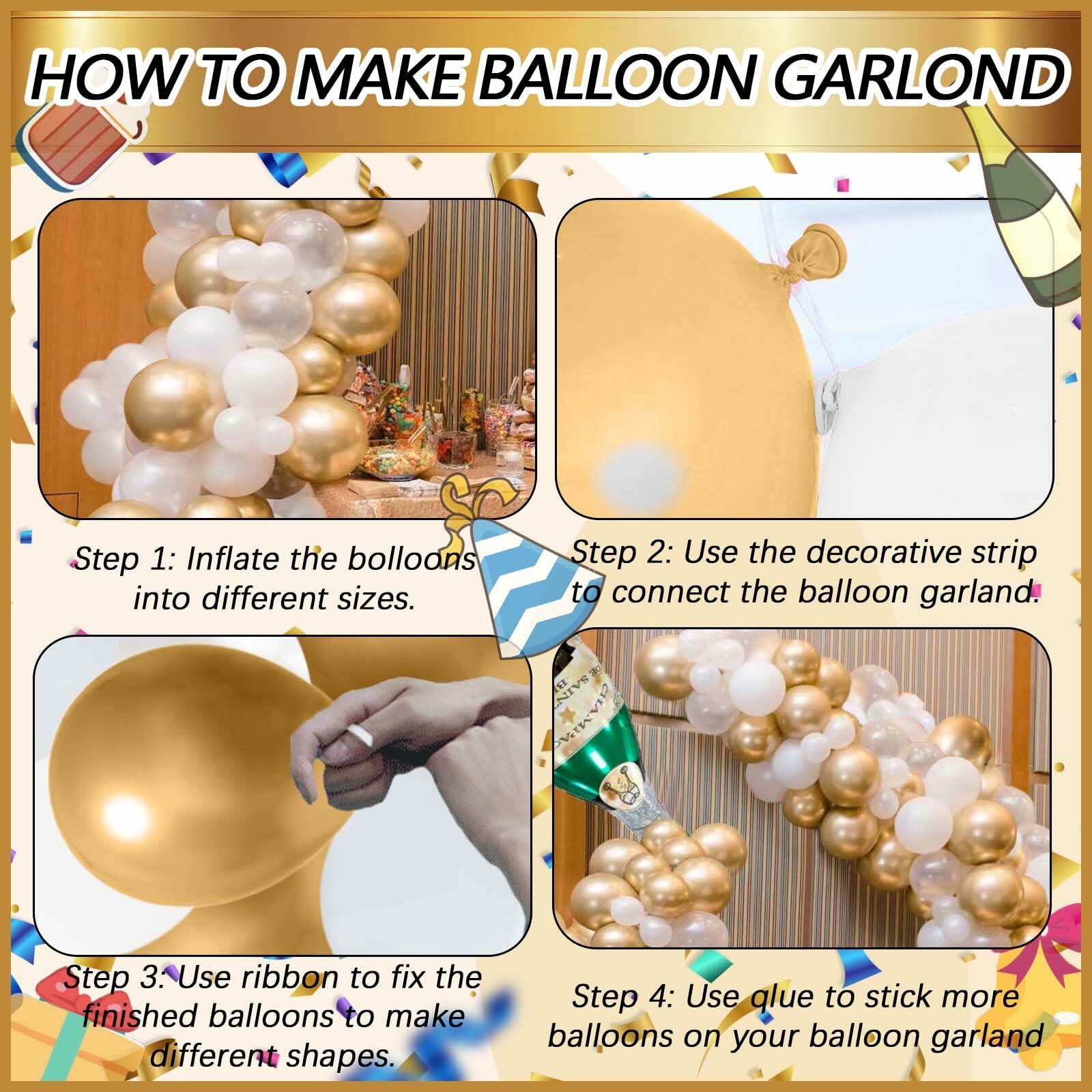 OORAMOO 176PCS Champagne Bottle Balloon Garland Arch Kit Gold Party Decor