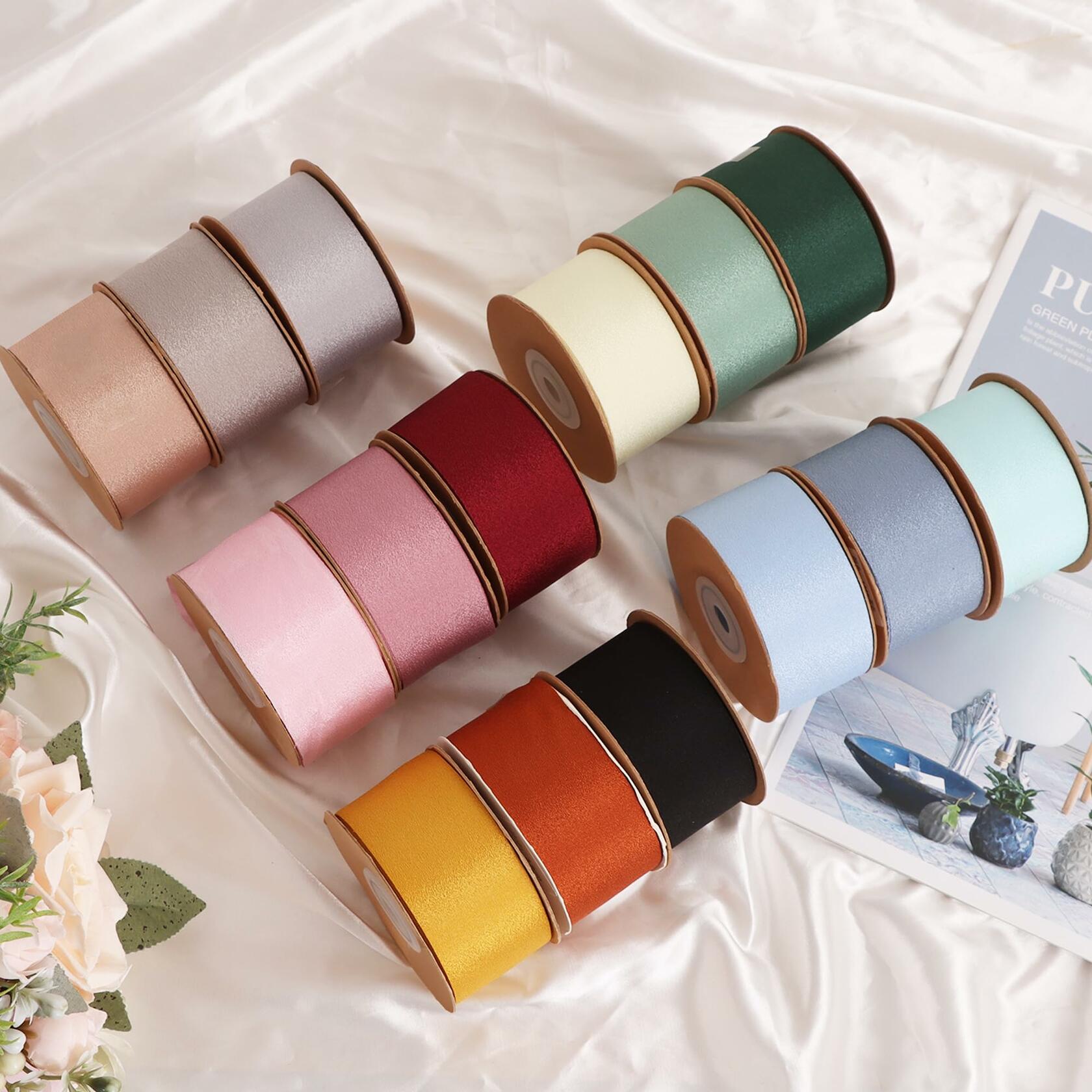 TONIFUL Light Pink Double Face Chiffon Ribbon 1.5in x 25yd Polyester