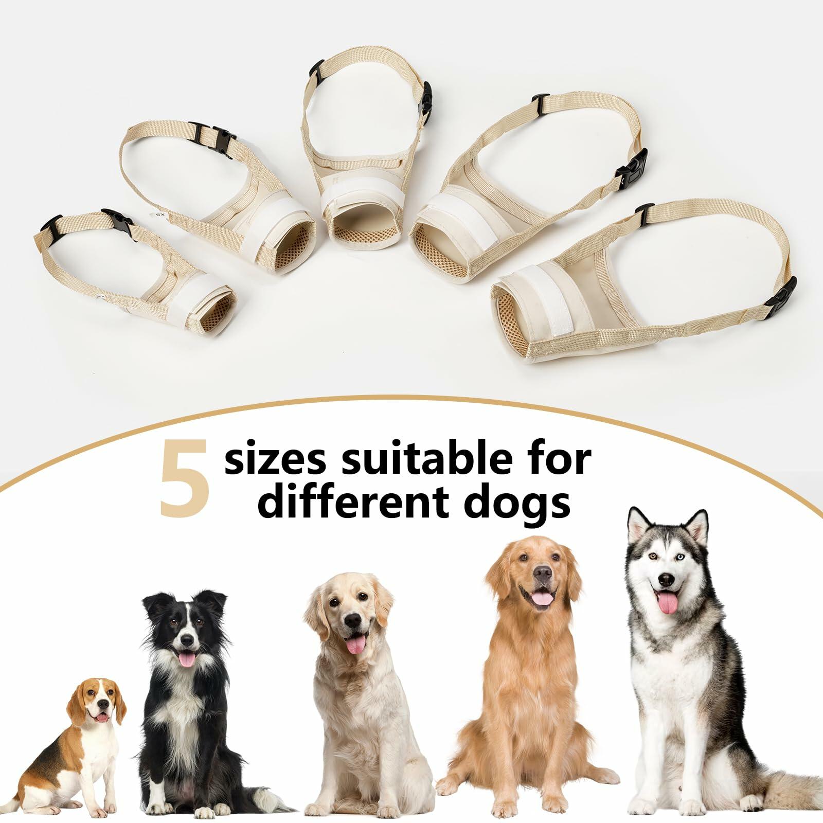 Herrypiggy Dog Muzzle Oxford Breathable Mouth Cover Prevent Biting Khaki Size XS