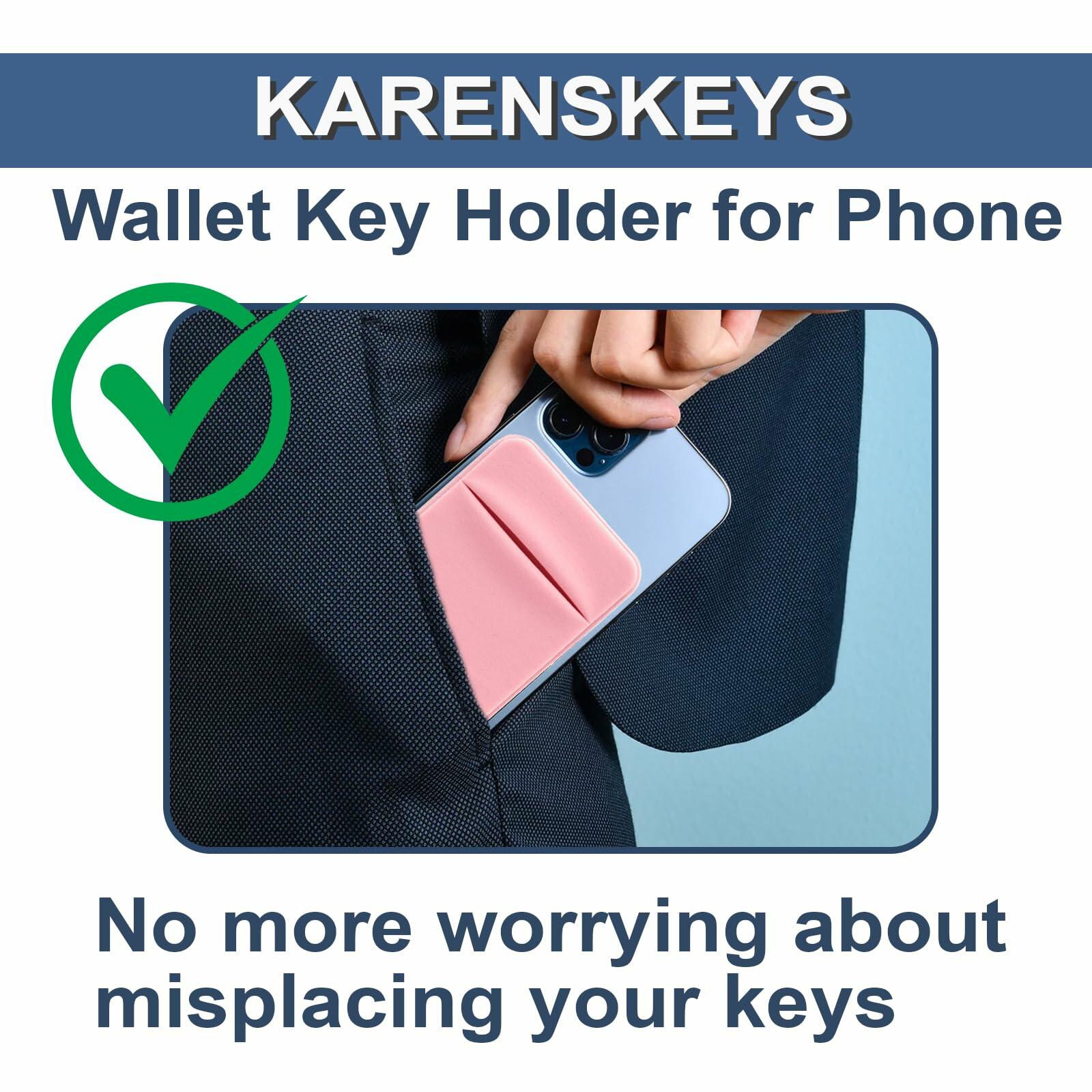 KARENSKEYS 2PCS Key Sleeve Stretchy Keys Organizer Slim Card Holder Pink