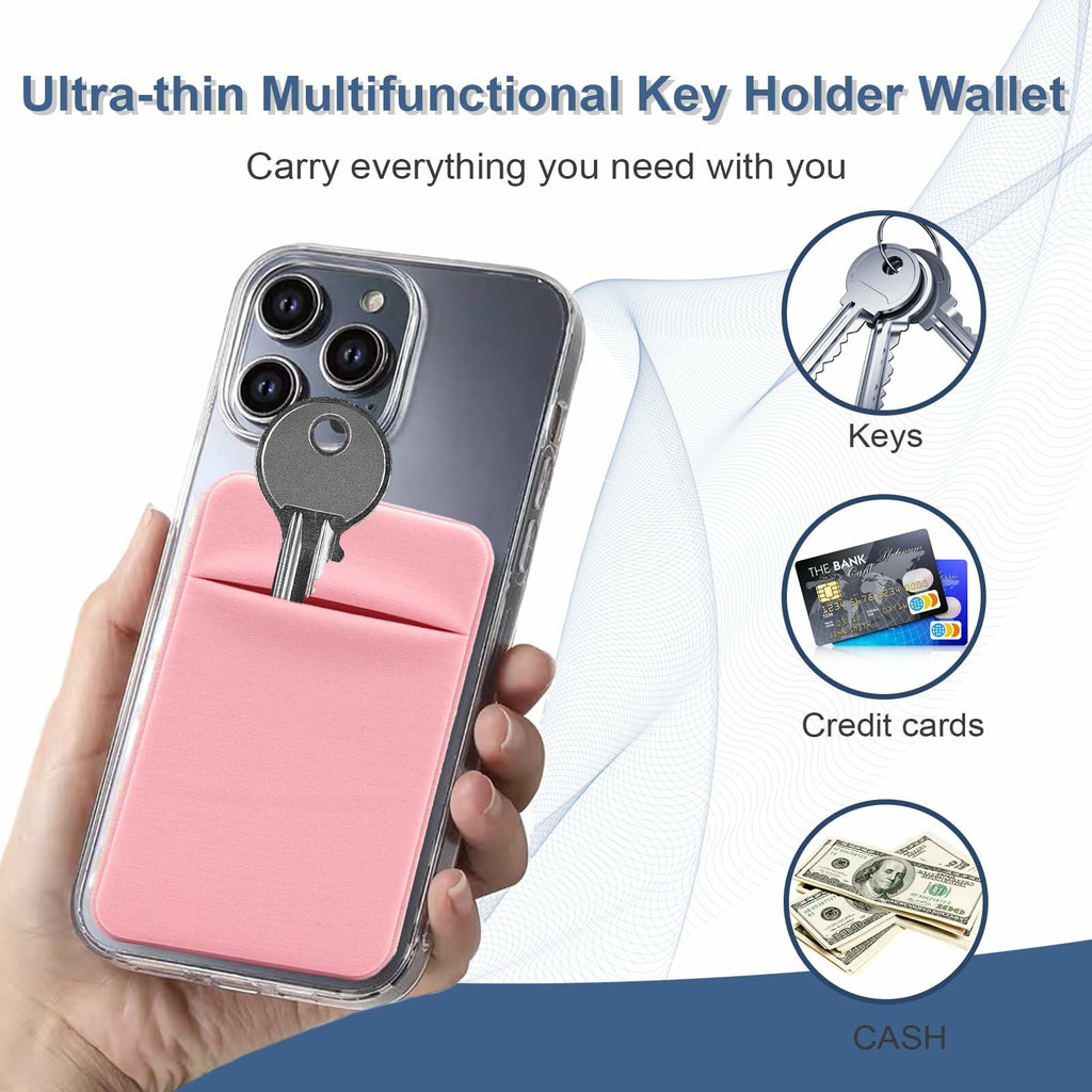 KARENSKEYS 2PCS Key Sleeve Stretchy Keys Organizer Slim Card Holder Pink