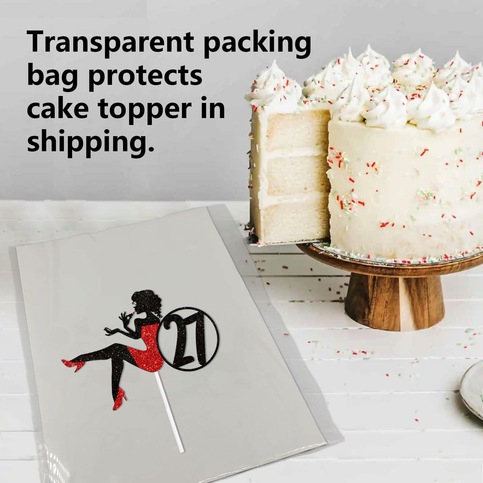 HEYUWING Red Silhouette Glitter Lipstick 33 Girl Cake Topper Picks Paper