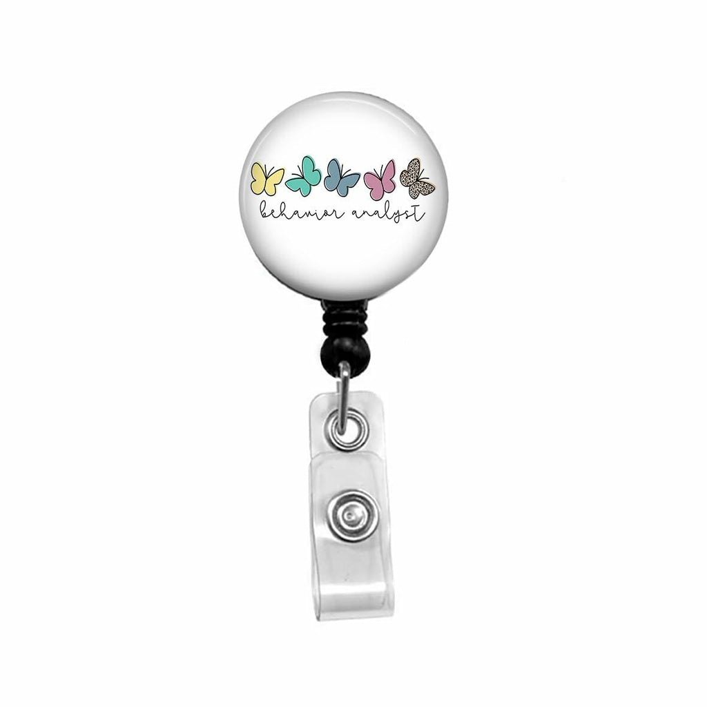Kmatye Butterfly Retractable ID Badge Holder Nurse Badge Reel Black