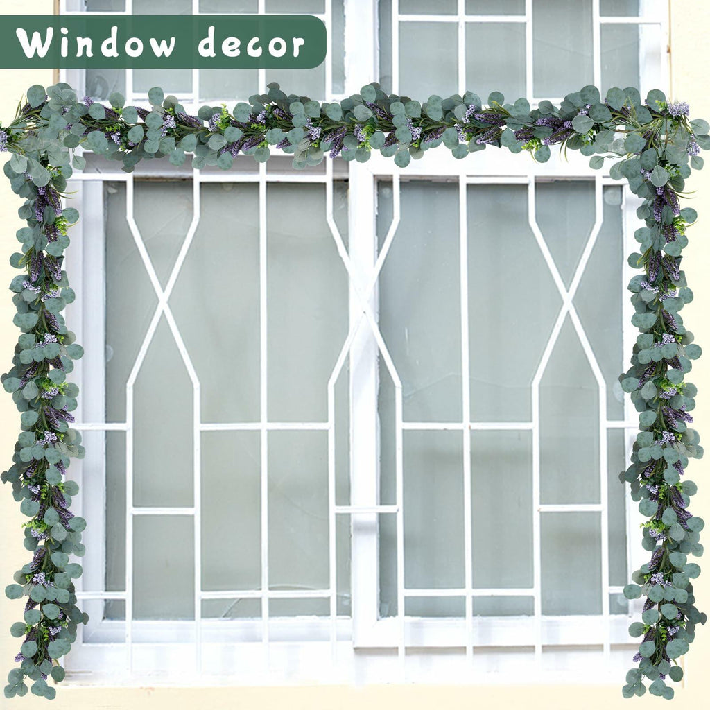 Chiyinbao 6FT Purple Flower Garland Artificial Eucalyptus Wedding Home Decor