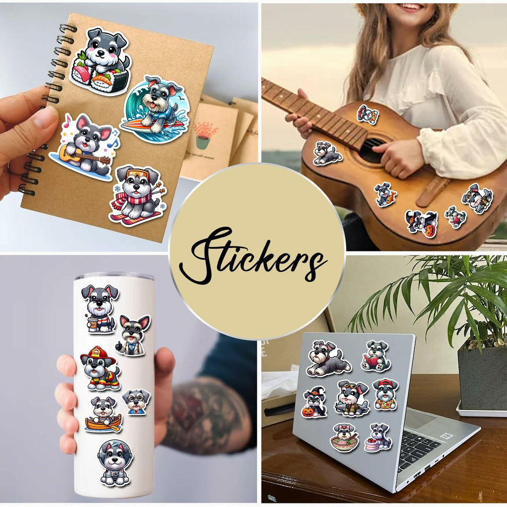 BIGZORO Schnauzer Dog Stickers Pack 50 PCS Waterproof Vinyl Decals