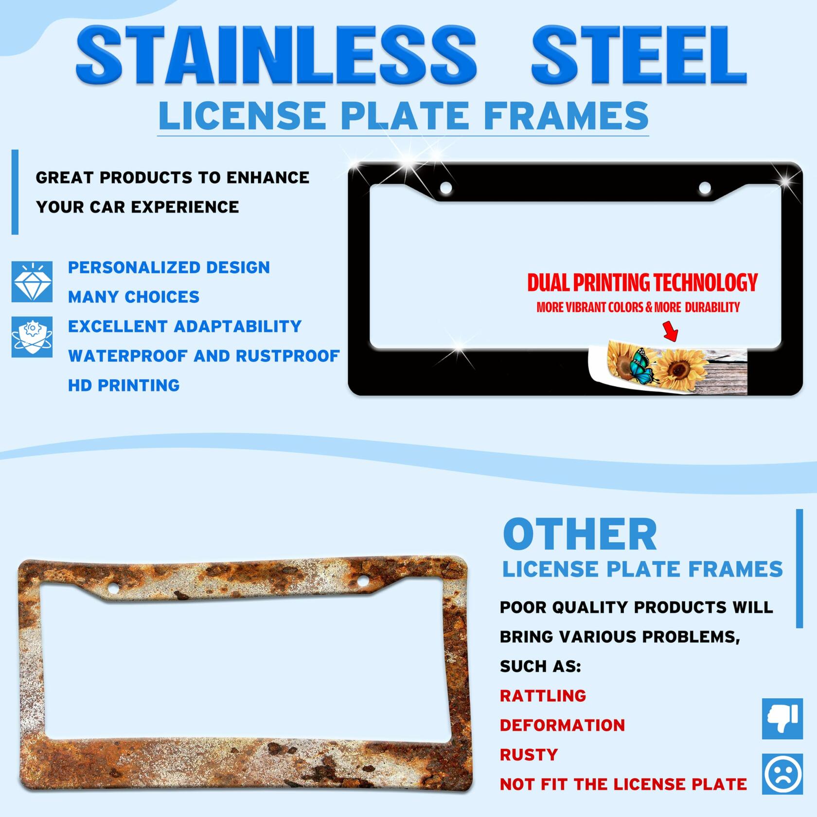 I'd Rather Be Watching Anime License Plate Frame Funny Stainless Steel